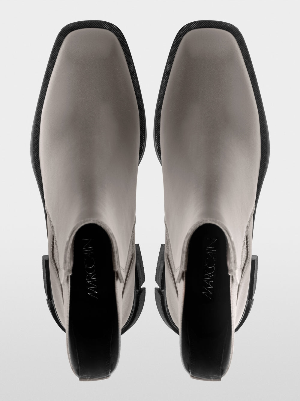 soft charcoal chelsea boots with block heels