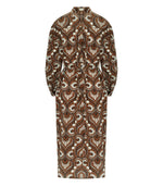 Load image into Gallery viewer, tobacco Printed silk crêpe de Chine shirt dress

