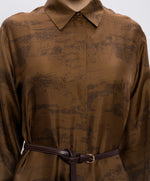 Carregar imagem no visualizador da galeria, Printed silk twill dress - Chocolate
