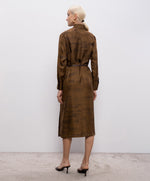Carregar imagem no visualizador da galeria, Printed silk twill dress - Chocolate
